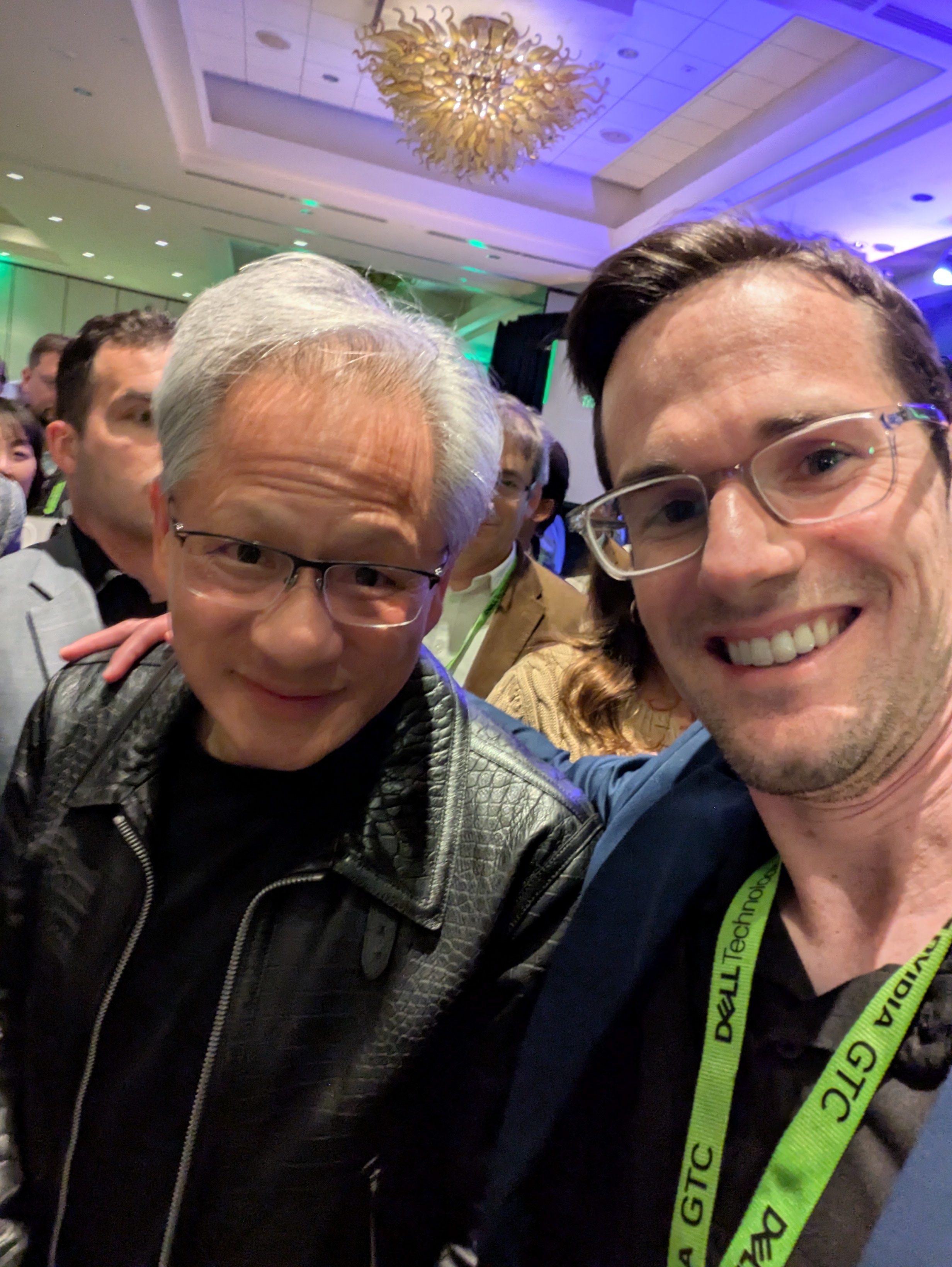 Tim Cogan with Jensen Huang at NVIDIA GTC 2025